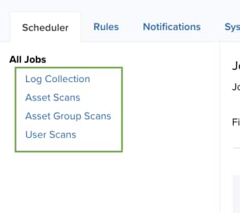 Select the job type to limit the display on the Scheduler page