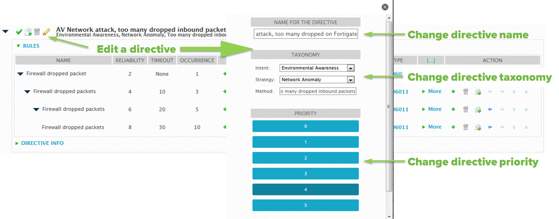 Popup window for Directive global properties.