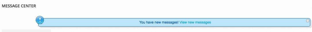 Message Center page with alerts.