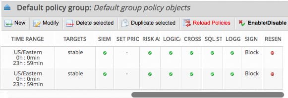 Policy Group additional settings.